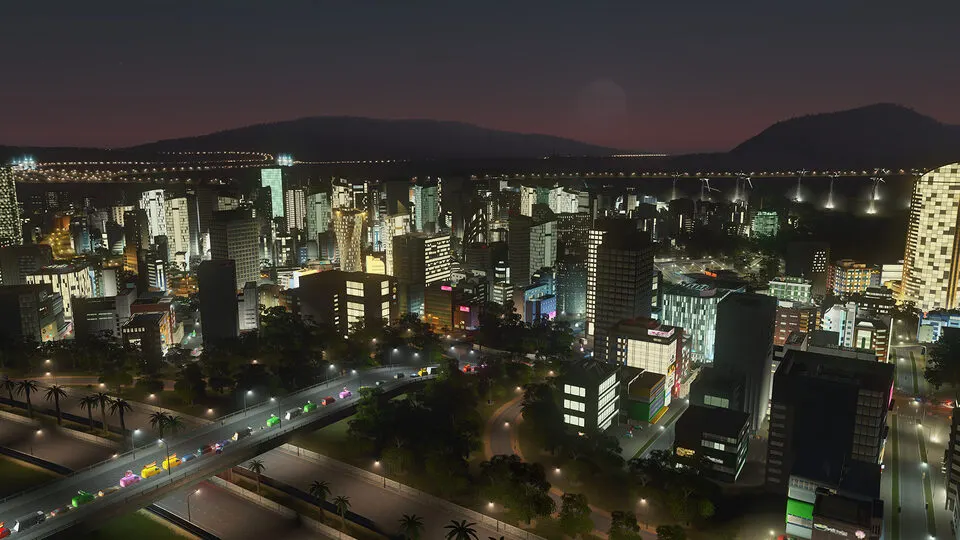 Rede de transportes públicos numa cidade de Cities: Skylines
